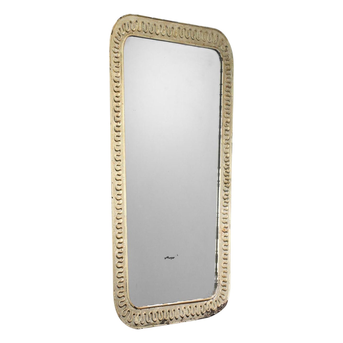 Gran espejo italiano de rigitulle y metal lacado en venta