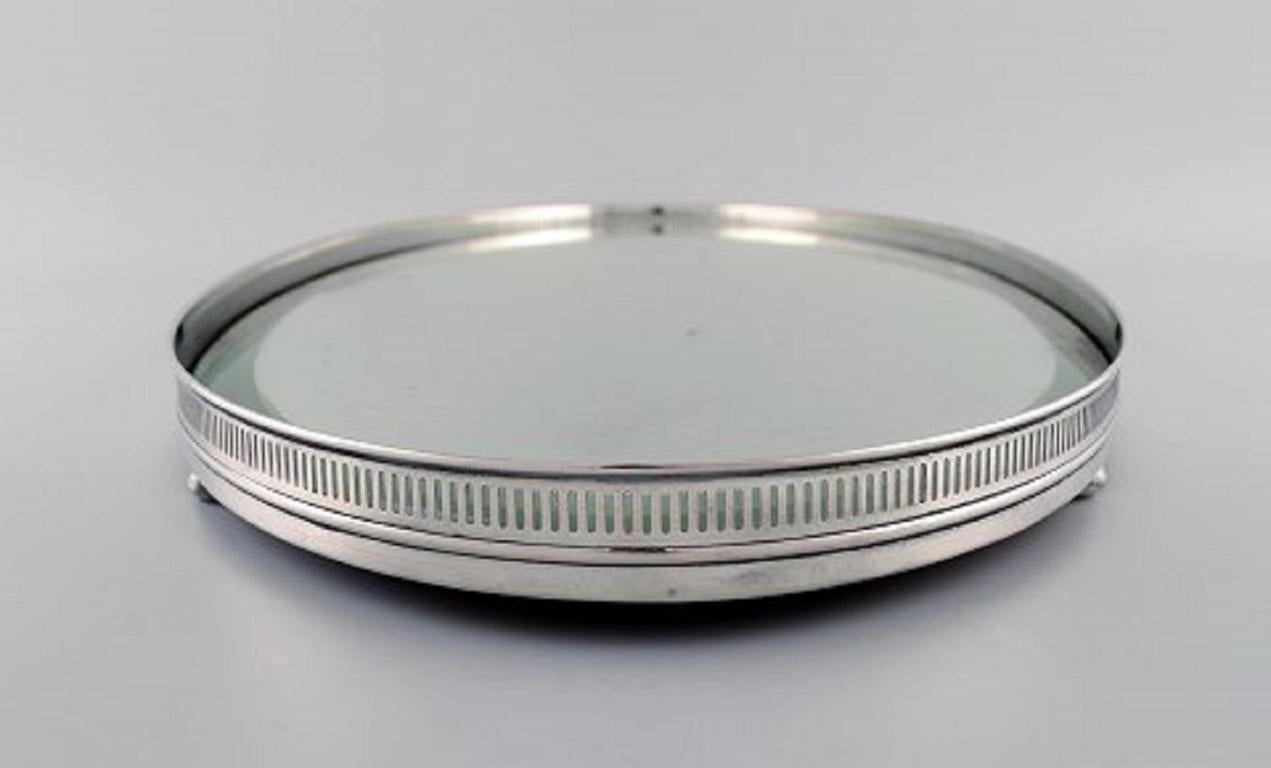Silver Plate Large Italian Mirror Plateau/Surtout de Table in Silver, 800, Early 20th Century