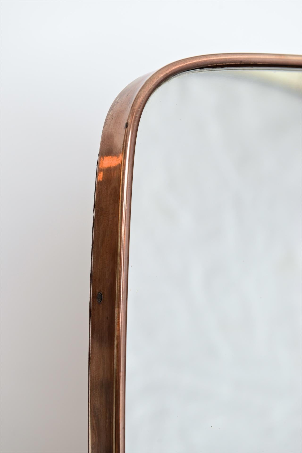 Large Italian Mirror with Brass Frame, circa 1950 In Good Condition In London, GB