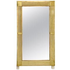 Large Italian Mirror with Polished Brass and Enamel Frame