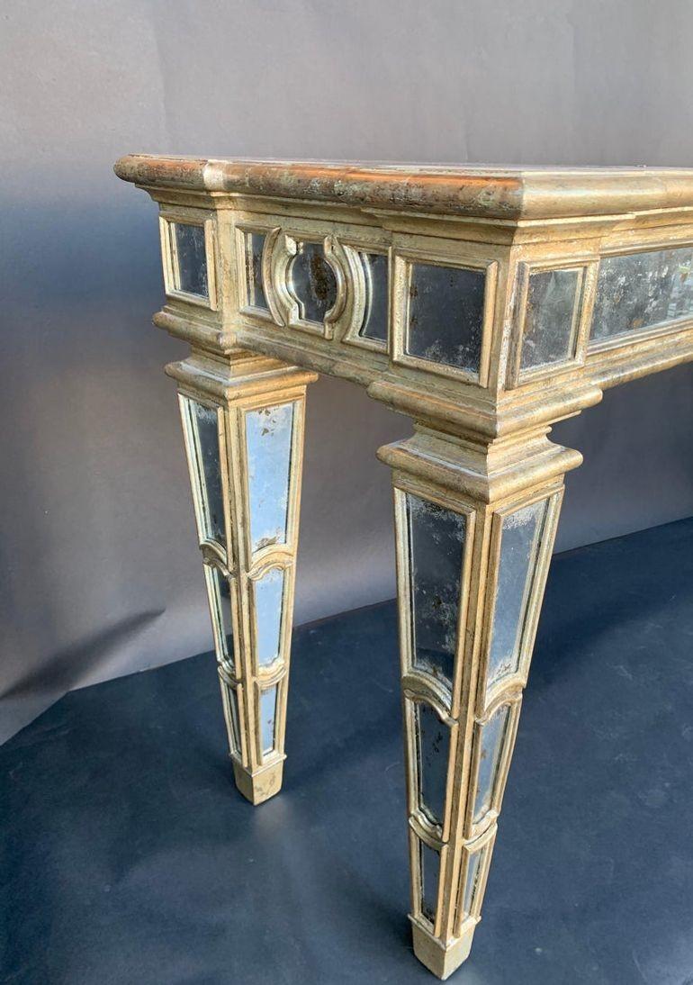 Large Italian Mirrored Console In Good Condition For Sale In Los Angeles, CA