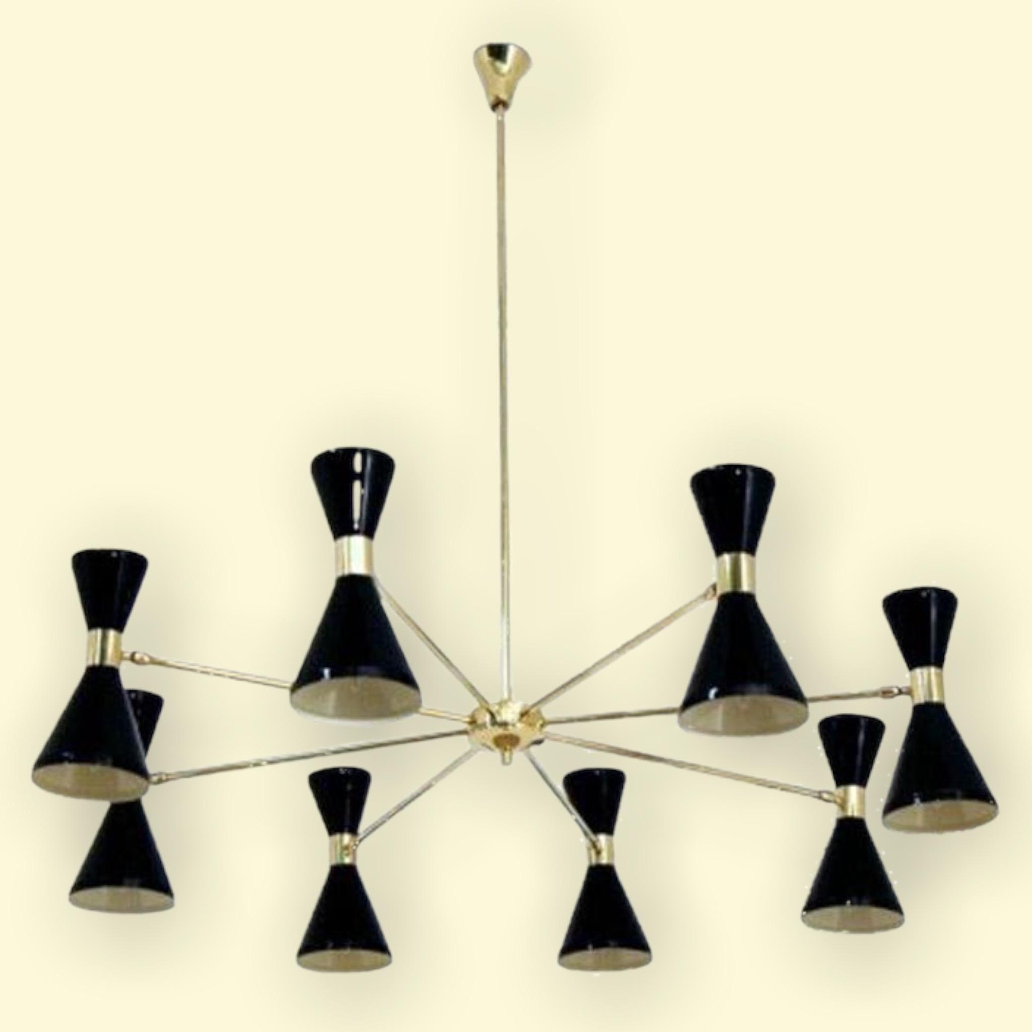 Italian Modern Chandelier in Brass and Enamel by Fabio Ltd For Sale 5