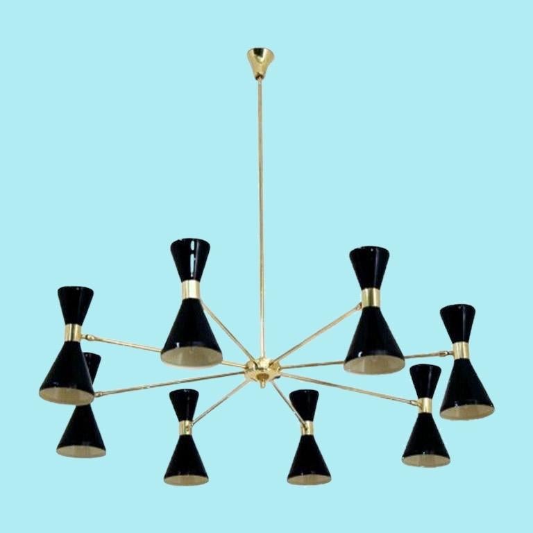 Italian Modern Chandelier in Brass and Enamel by Fabio Ltd For Sale 7