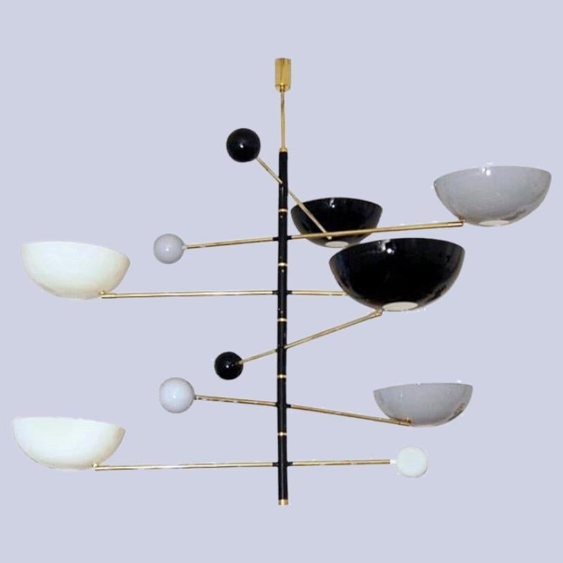 Italian Modern Chandelier in Brass and Enamel by Fabio Ltd For Sale 9
