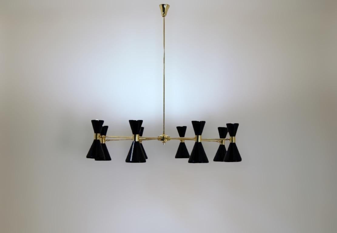 Contemporary Italian Modern Chandelier in Brass and Enamel by Fabio Ltd For Sale