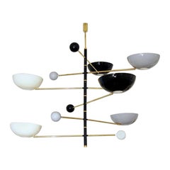 Italian Modern Chandelier in Brass and Enamel by Fabio Ltd