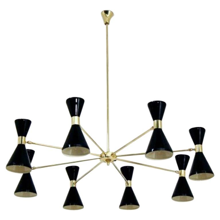 Italian Modern Chandelier in Brass and Enamel by Fabio Ltd For Sale