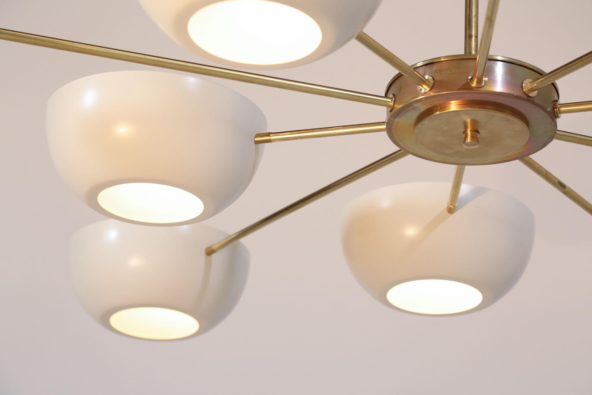 Large Italian Modern Chandelier with 10 Arms in Gino Sarfatti Style 