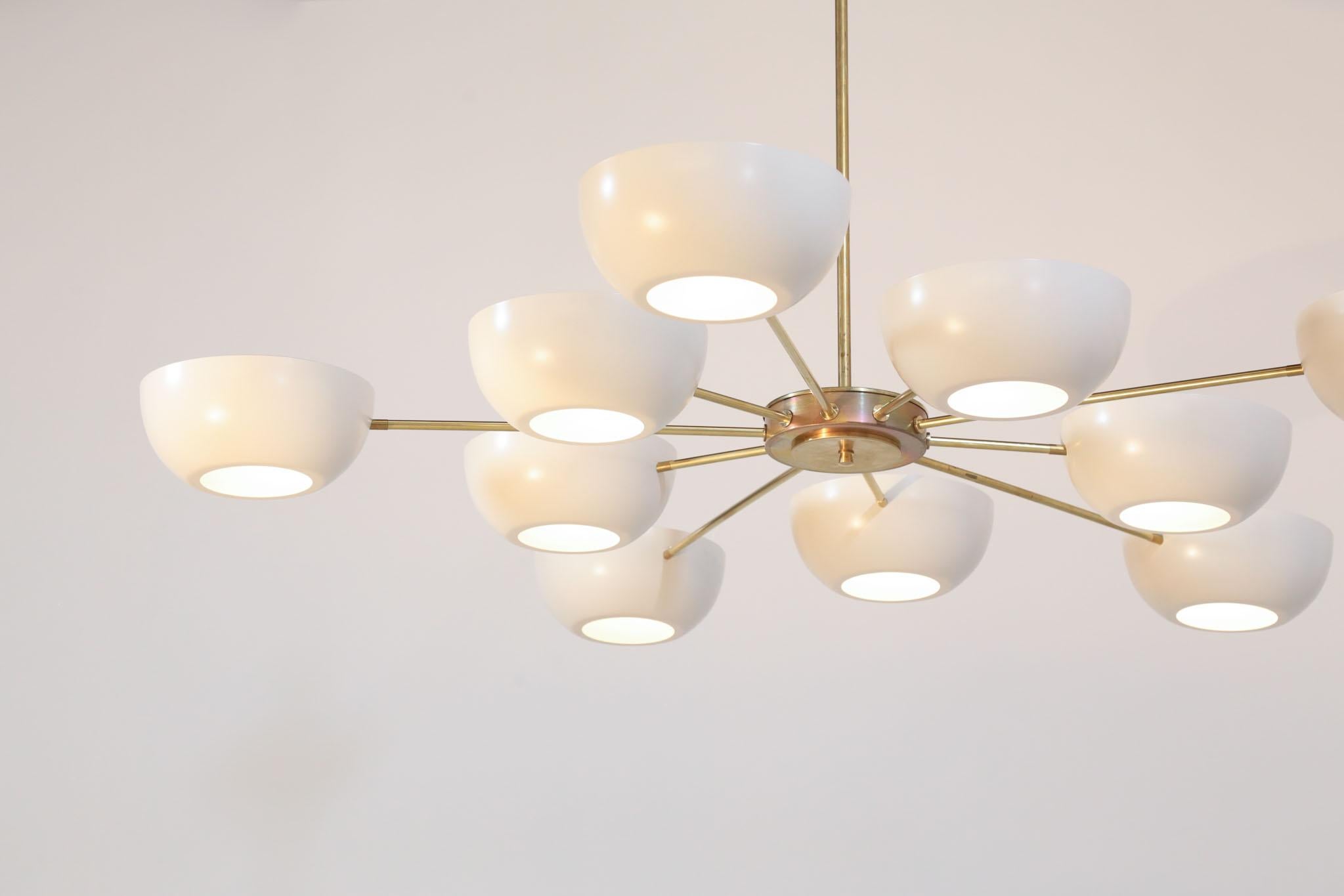 European Large Italian Modern Chandelier with 10 Arms in Gino Sarfatti Style 