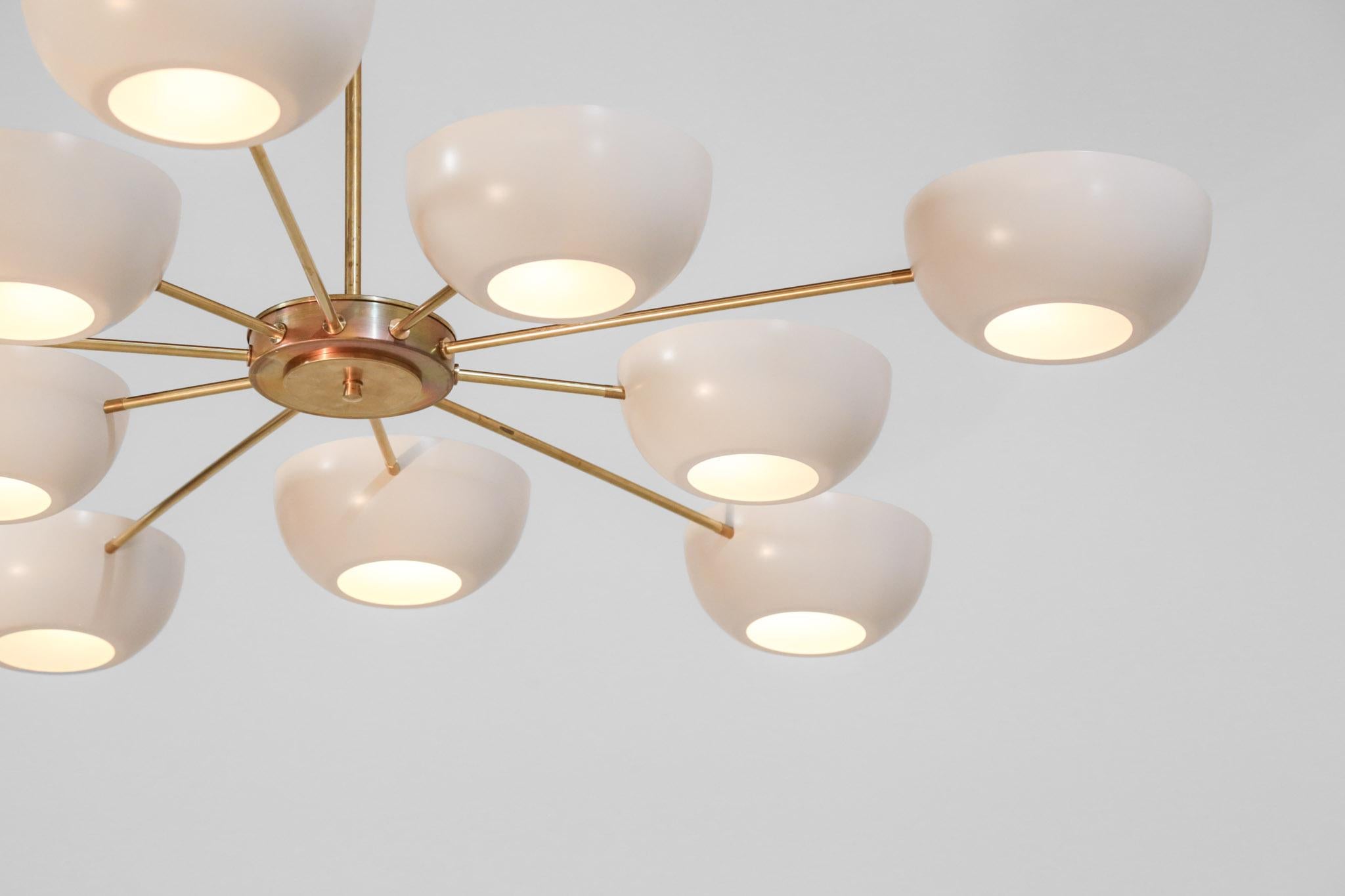 Mid-Century Modern Large Italian Modern Chandelier with 10 Arms in Gino Sarfatti Style 