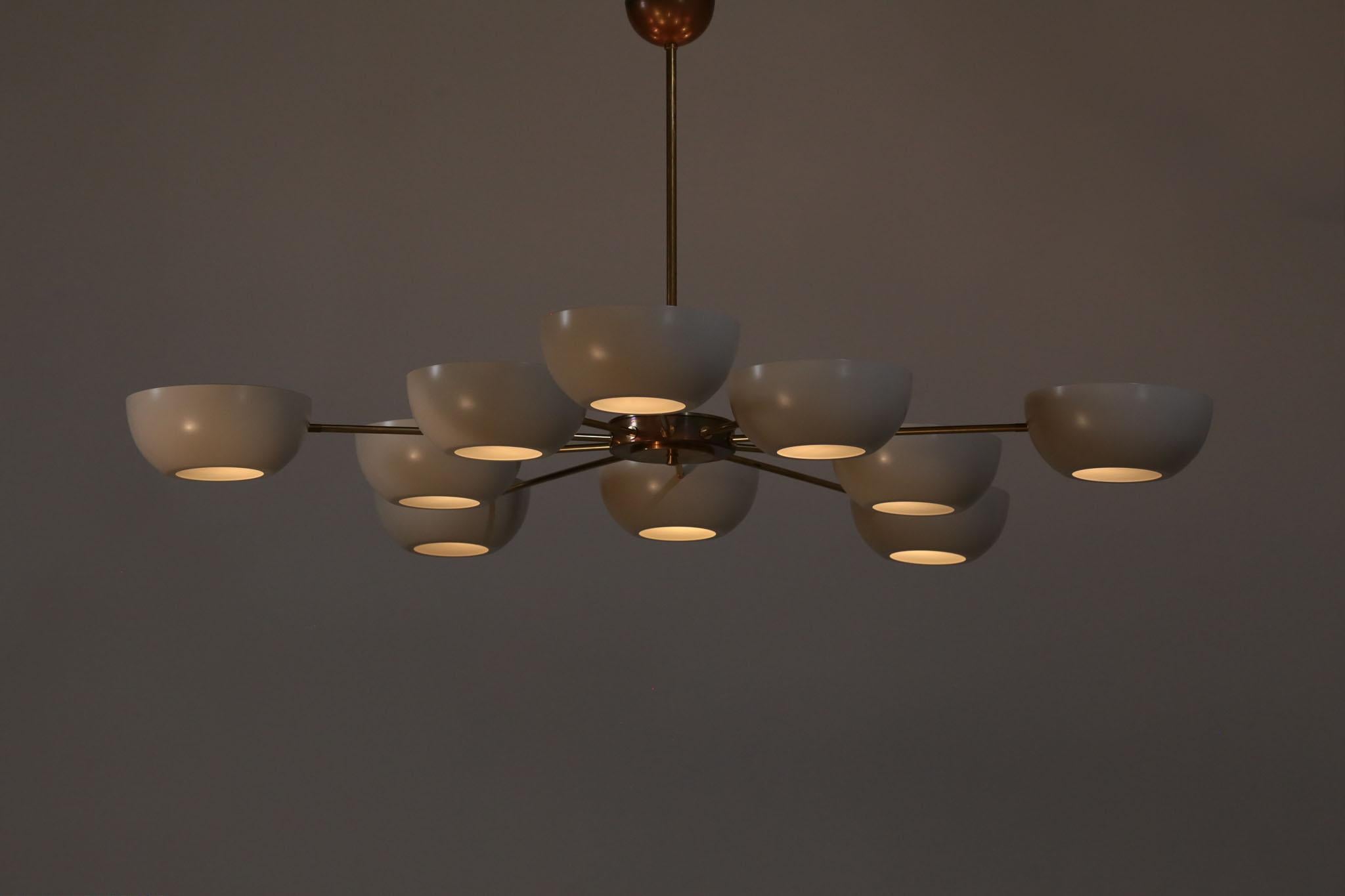 Large Italian Modern Chandelier with 10 Arms in Gino Sarfatti Style 