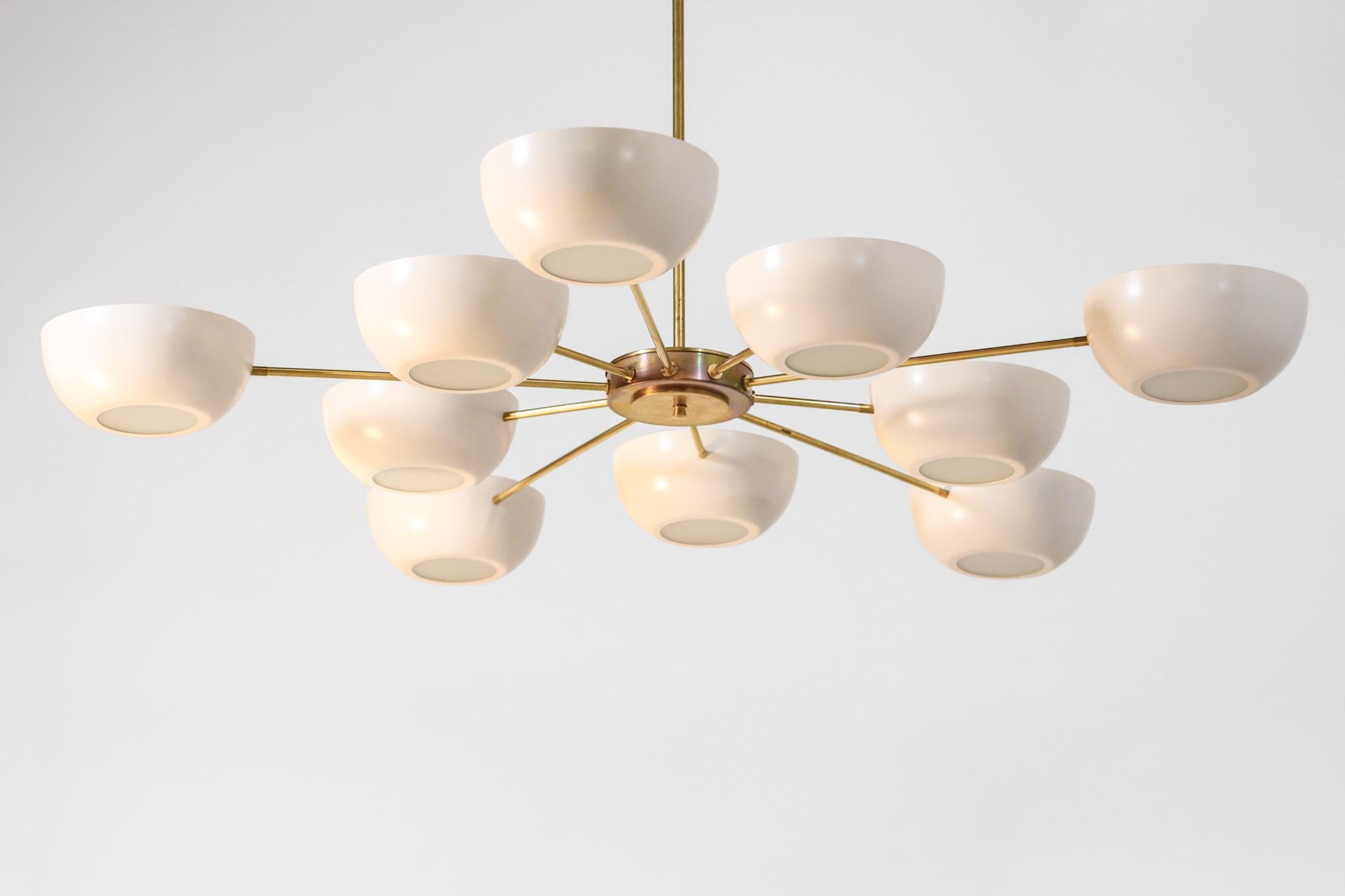 European Large Italian Modern Chandelier with 10 Arms in Gino Sarfatti Style 