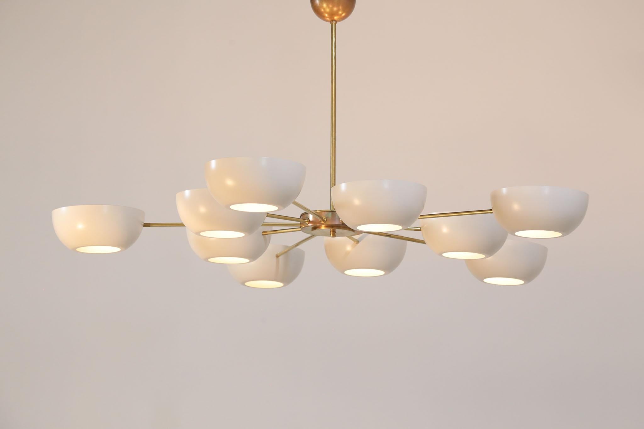 Large Italian Modern Chandelier with 10 Arms in Gino Sarfatti Style 