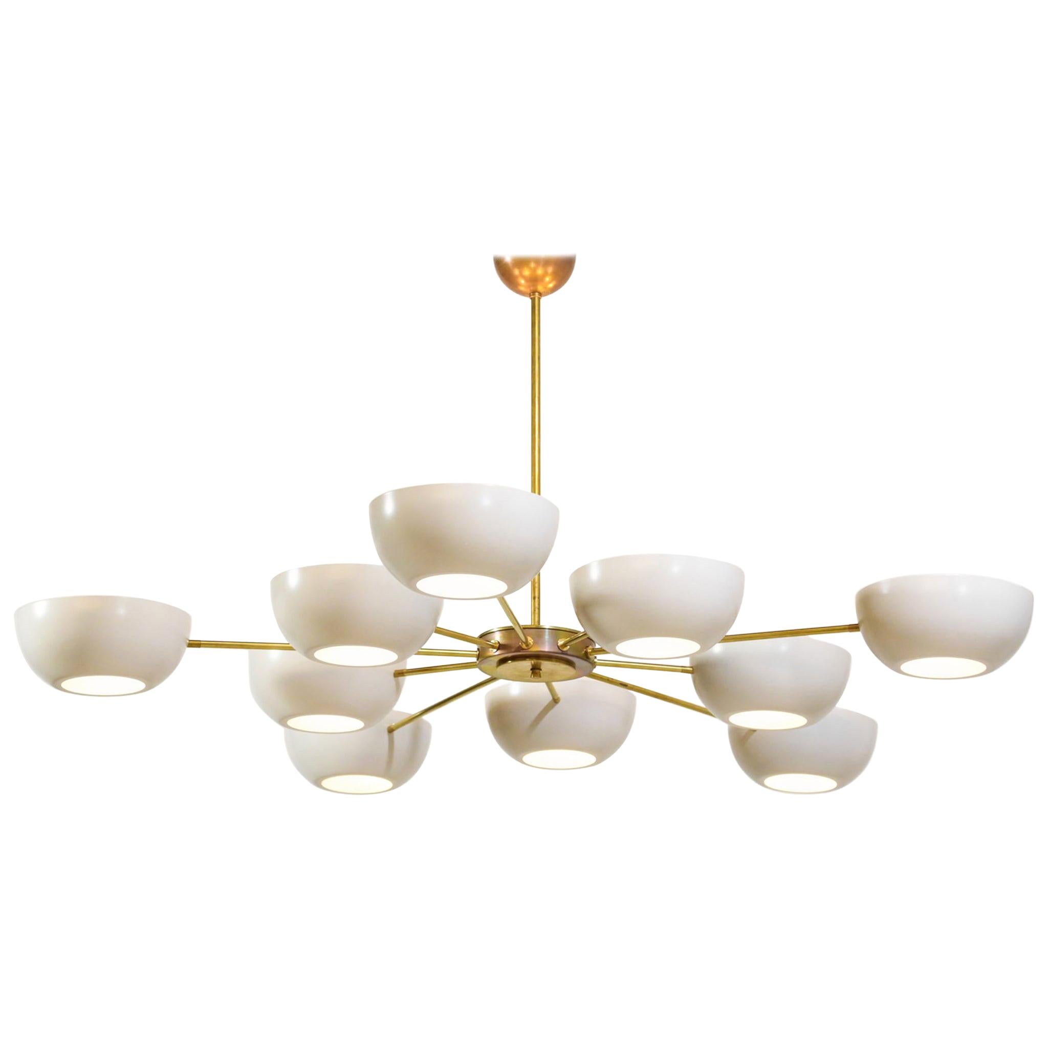 Large Italian Modern Chandelier with 10 Arms in Gino Sarfatti Style "Angelica" For Sale