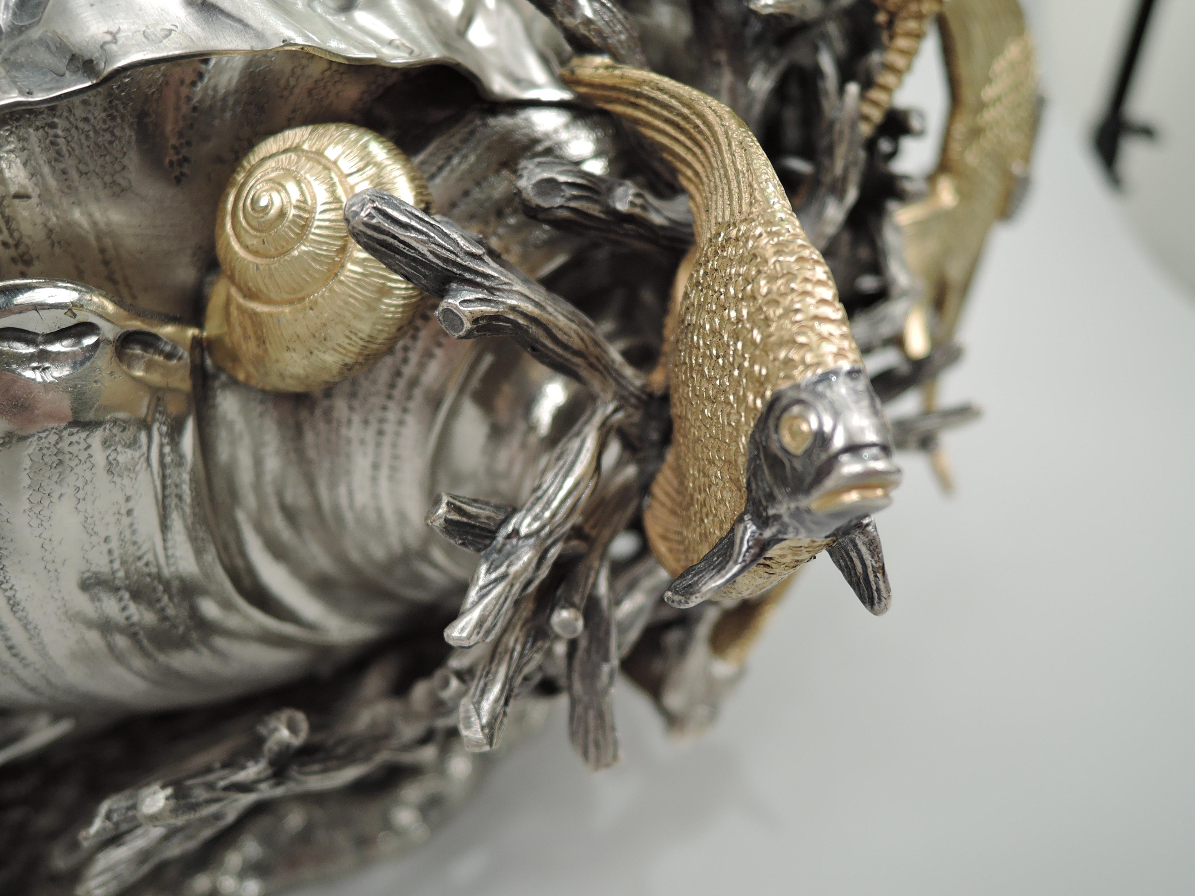 Large Italian Modern Fantasy Marine Silver Seashell Centerpiece For Sale 2