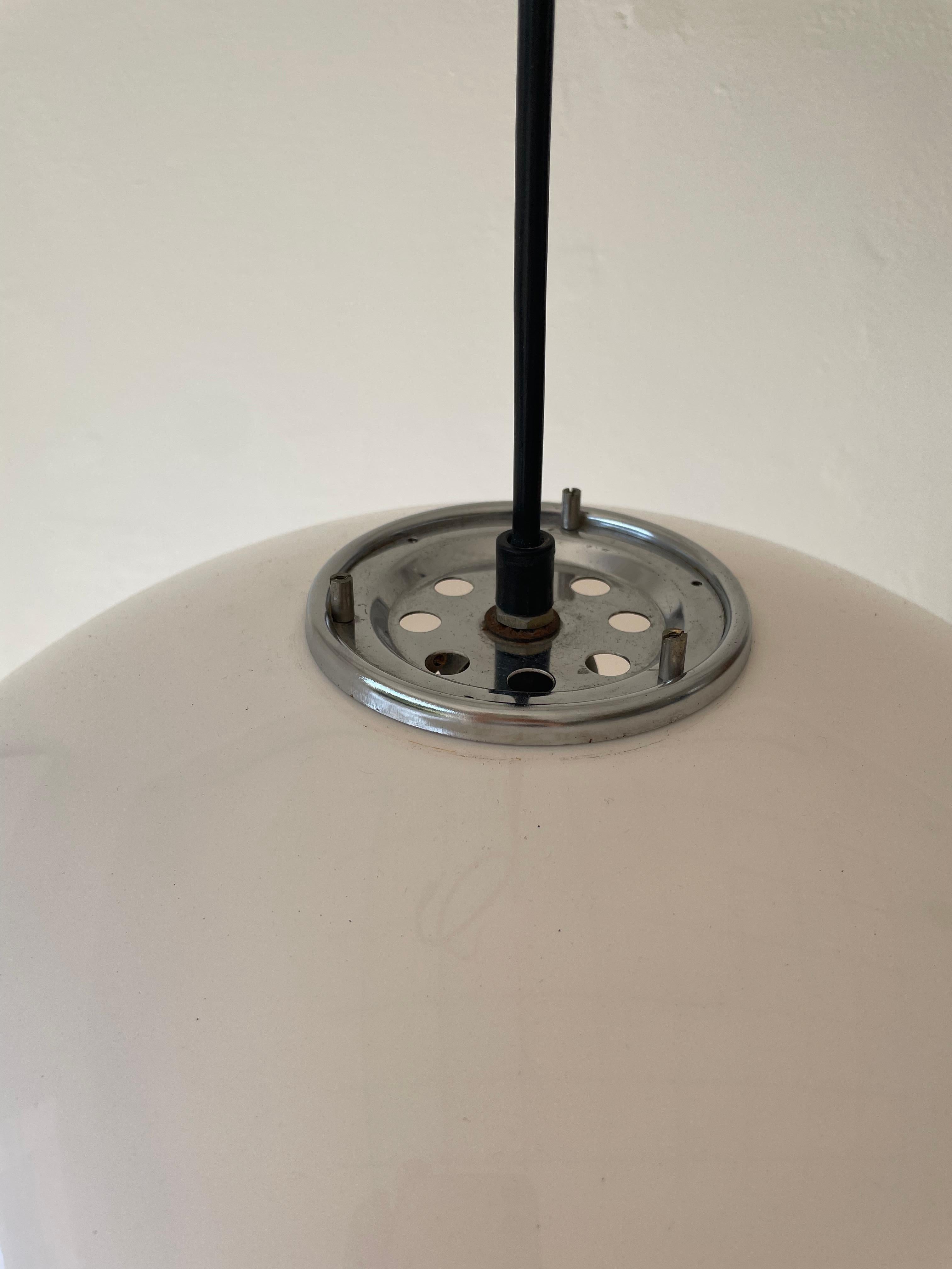 Large Italian Modern Guzzini White Orange Pendant, Studio 6G, 1960s In Good Condition In Copenhagen, DK