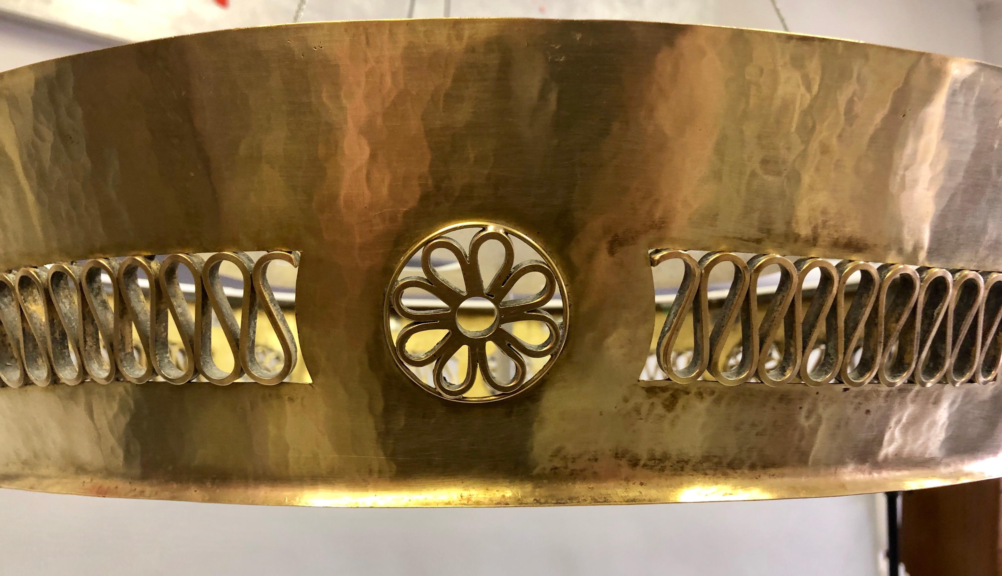 Italian Modern Neoclassical Brass Pendant / Flush Mount Attribute Pietro Chiesa 4