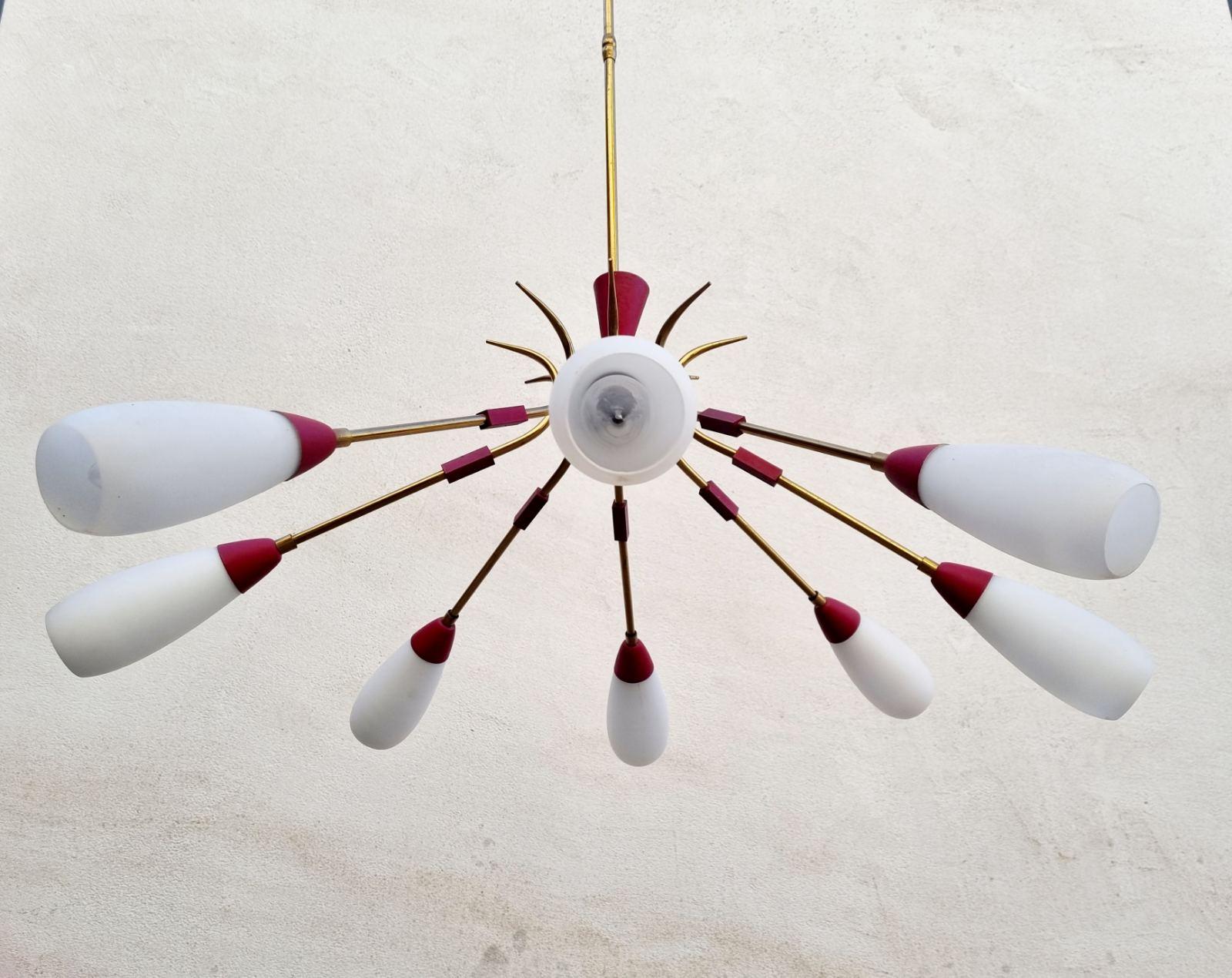 Grande lampadario italiano Sputnik Modern in stile Stilnovo, Italia anni '60 in vendita 4