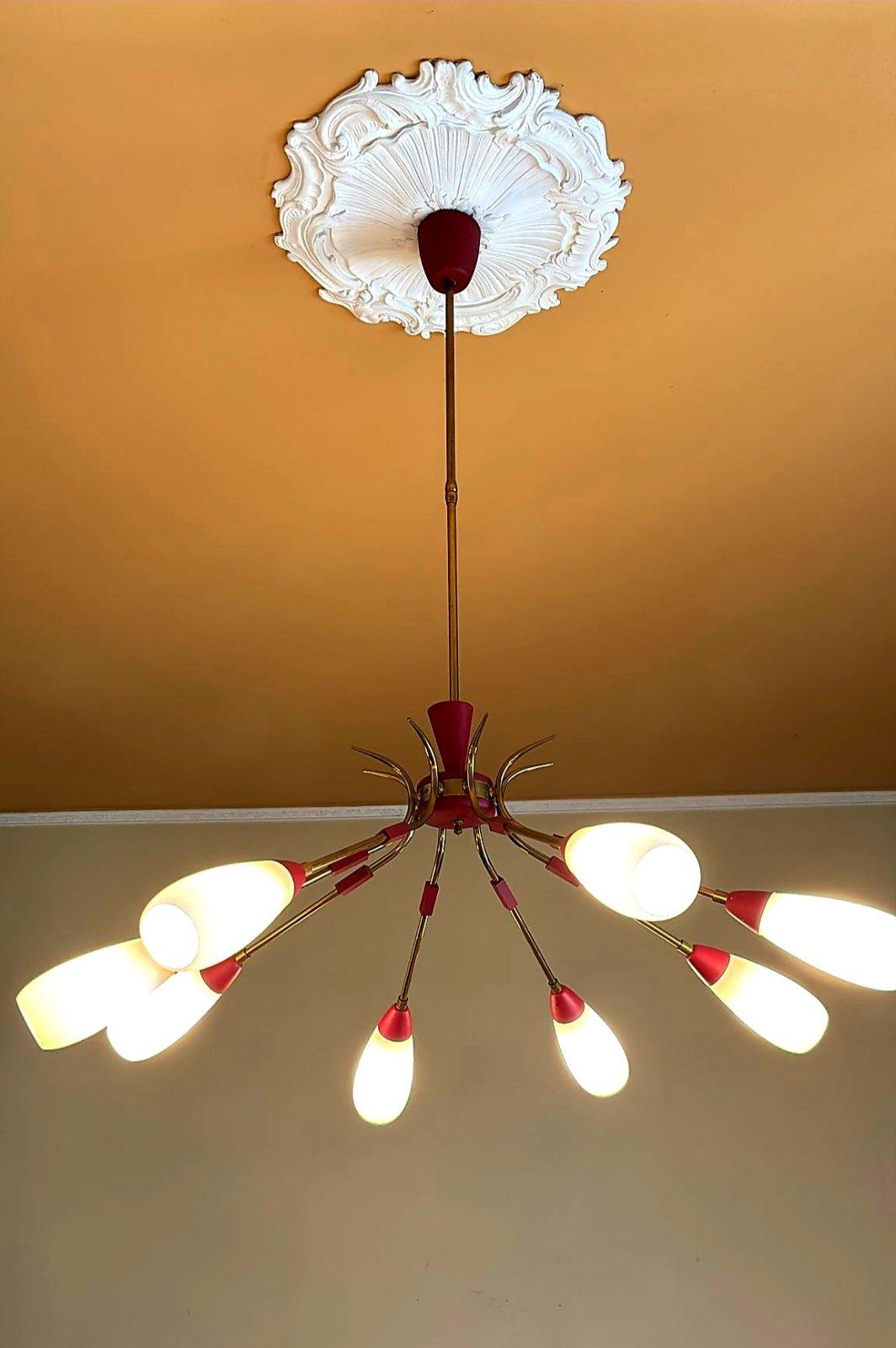 Grande lampadario italiano Sputnik Modern in stile Stilnovo, Italia anni '60 in vendita 5