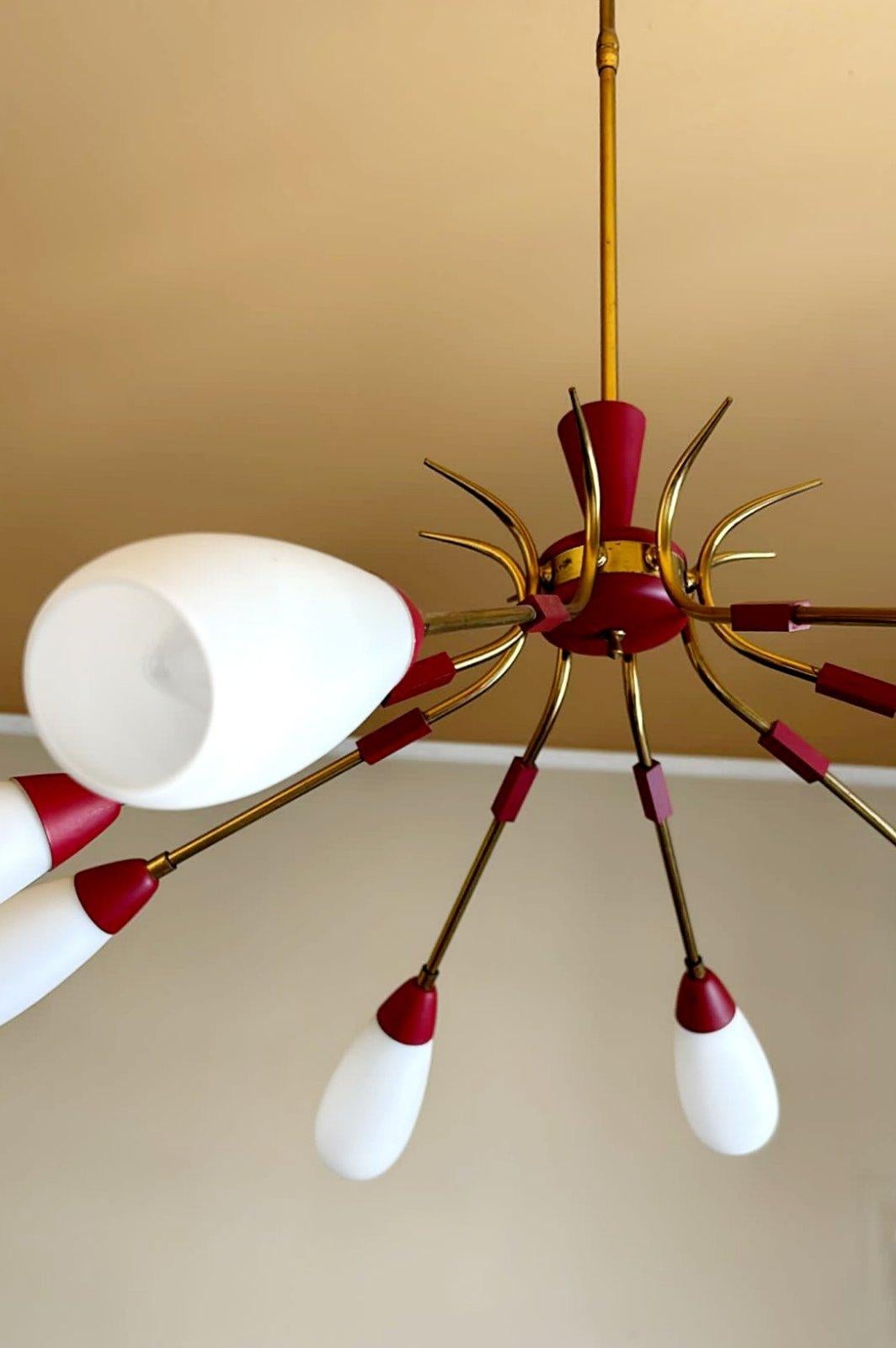 Grande lampadario italiano Sputnik Modern in stile Stilnovo, Italia anni '60 in vendita 6