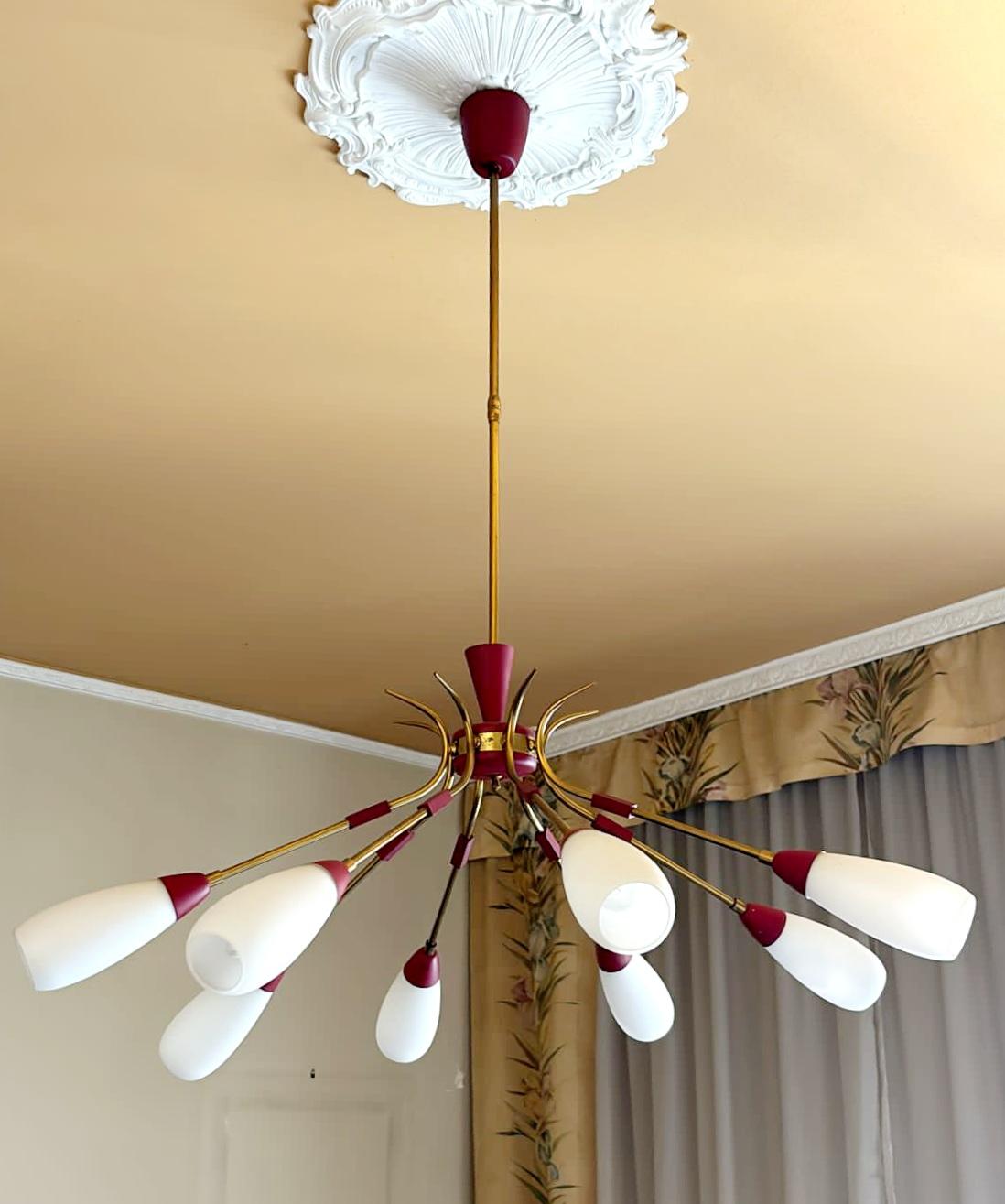 Grande lampadario italiano Sputnik Modern in stile Stilnovo, Italia anni '60 in vendita 7