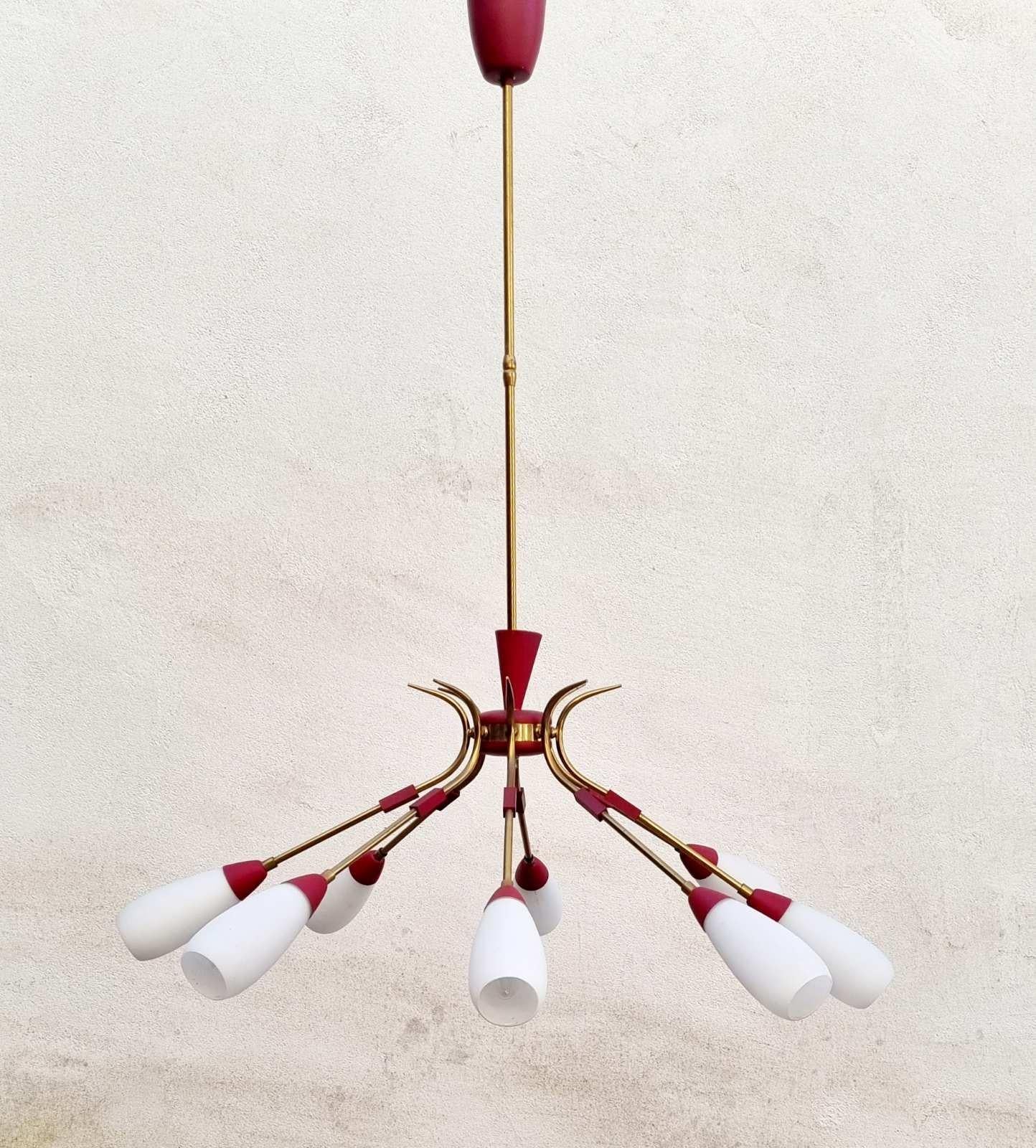 Grande lampadario italiano Sputnik Modern in stile Stilnovo, Italia anni '60 in vendita 10