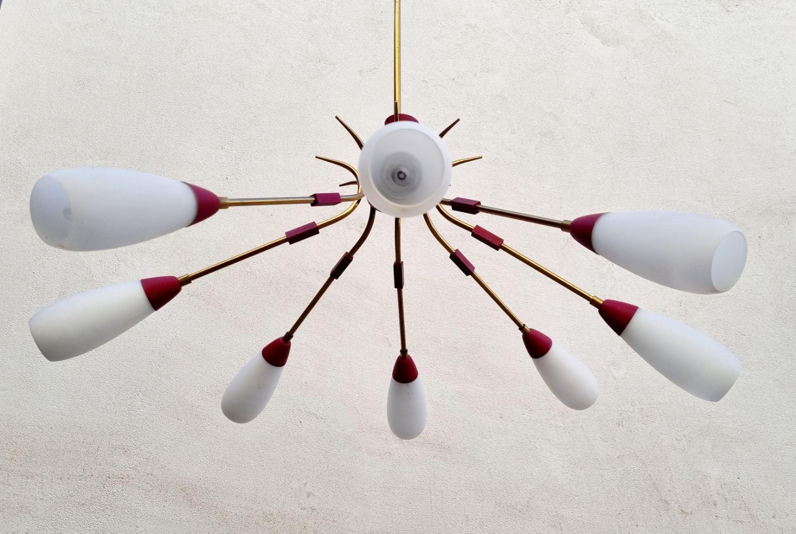 Grande lampadario italiano Sputnik Modern in stile Stilnovo, Italia anni '60 in vendita 1