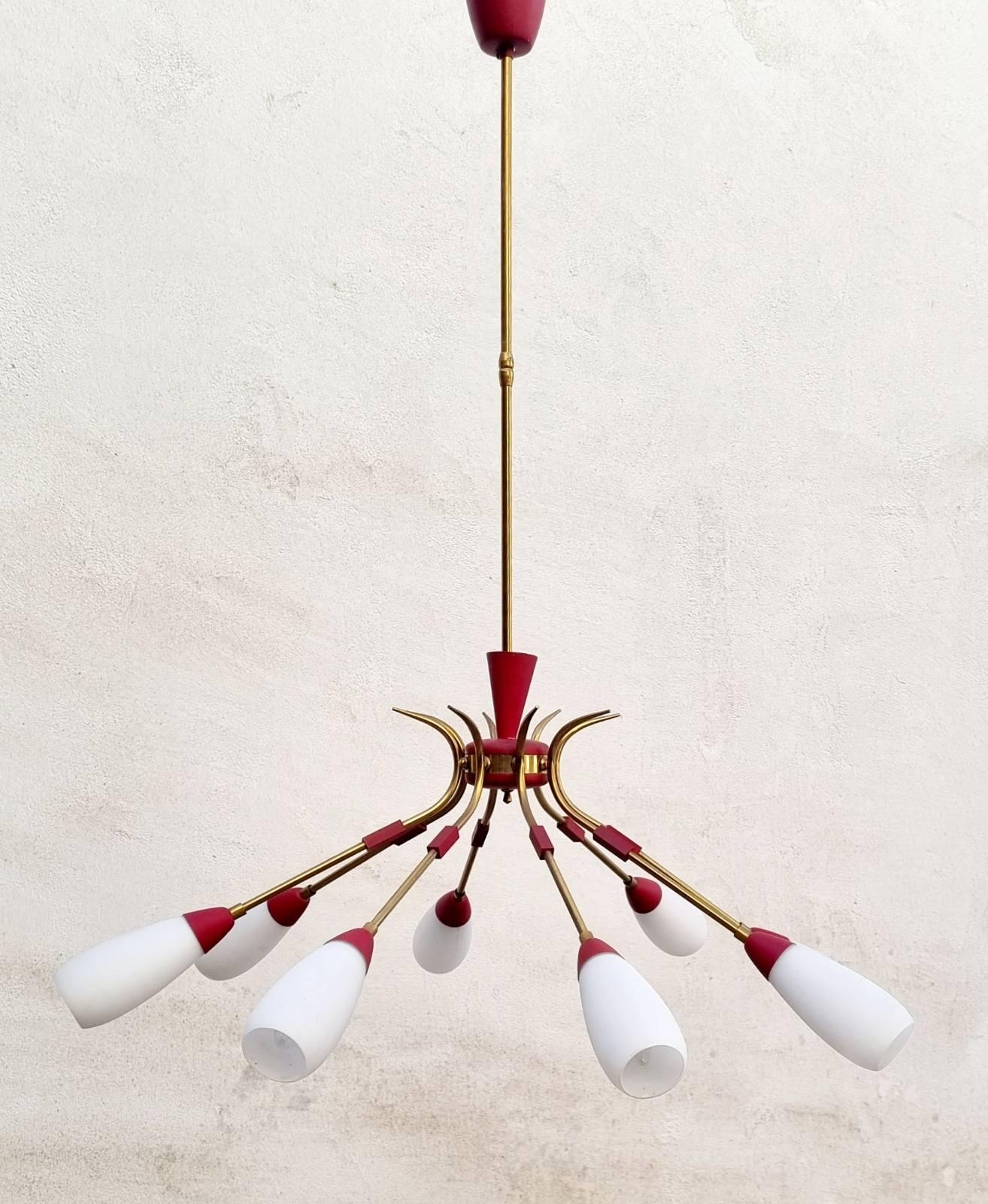 Grande lampadario italiano Sputnik Modern in stile Stilnovo, Italia anni '60 in vendita 2