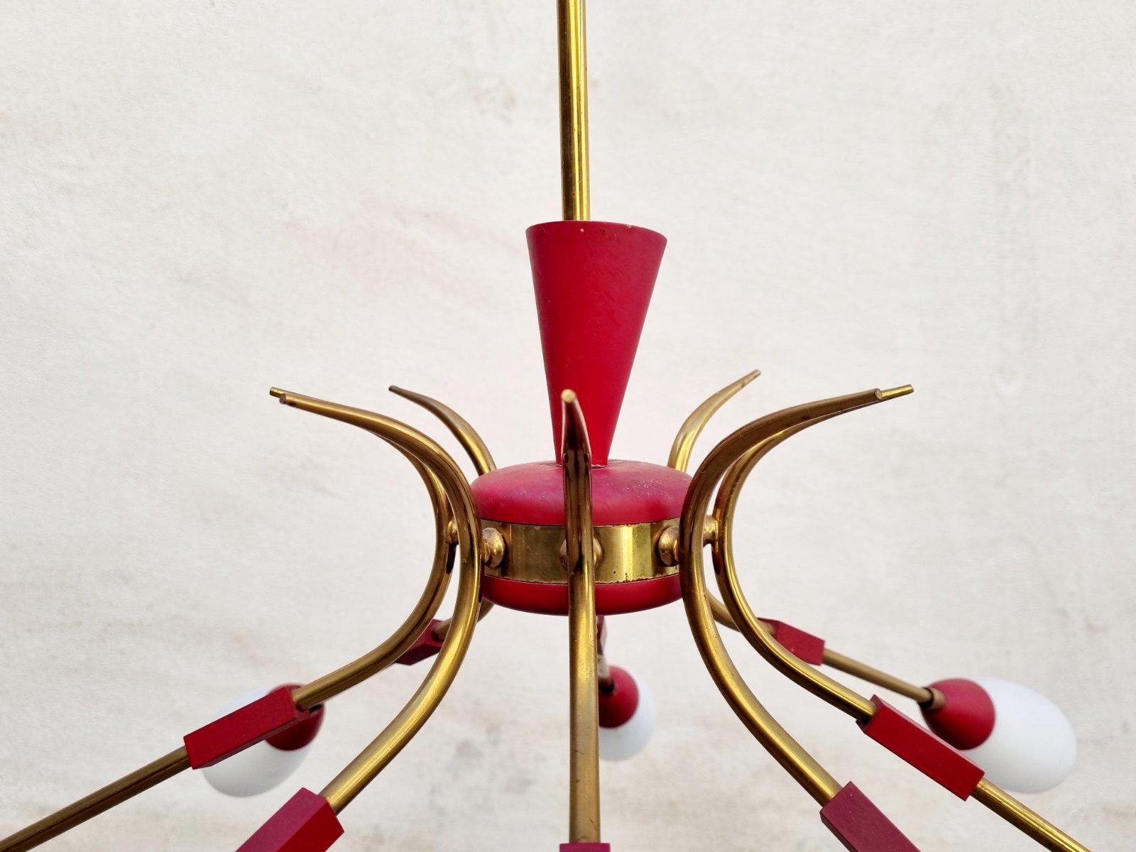 Grande lampadario italiano Sputnik Modern in stile Stilnovo, Italia anni '60 in vendita 3