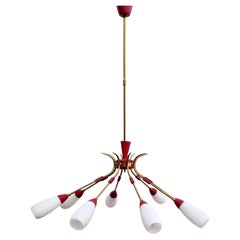 Grand lustre moderne italien de style Stilnovo, Italie, années 60