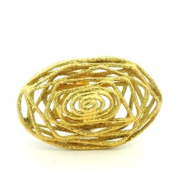 Large Italian Modernist 18 Karat Gold Openwork Spiral Statement Ring