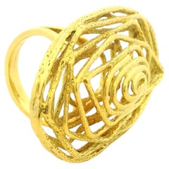 Large Italian Modernist 18 Karat Gold Openwork Spiral Statement Ring
