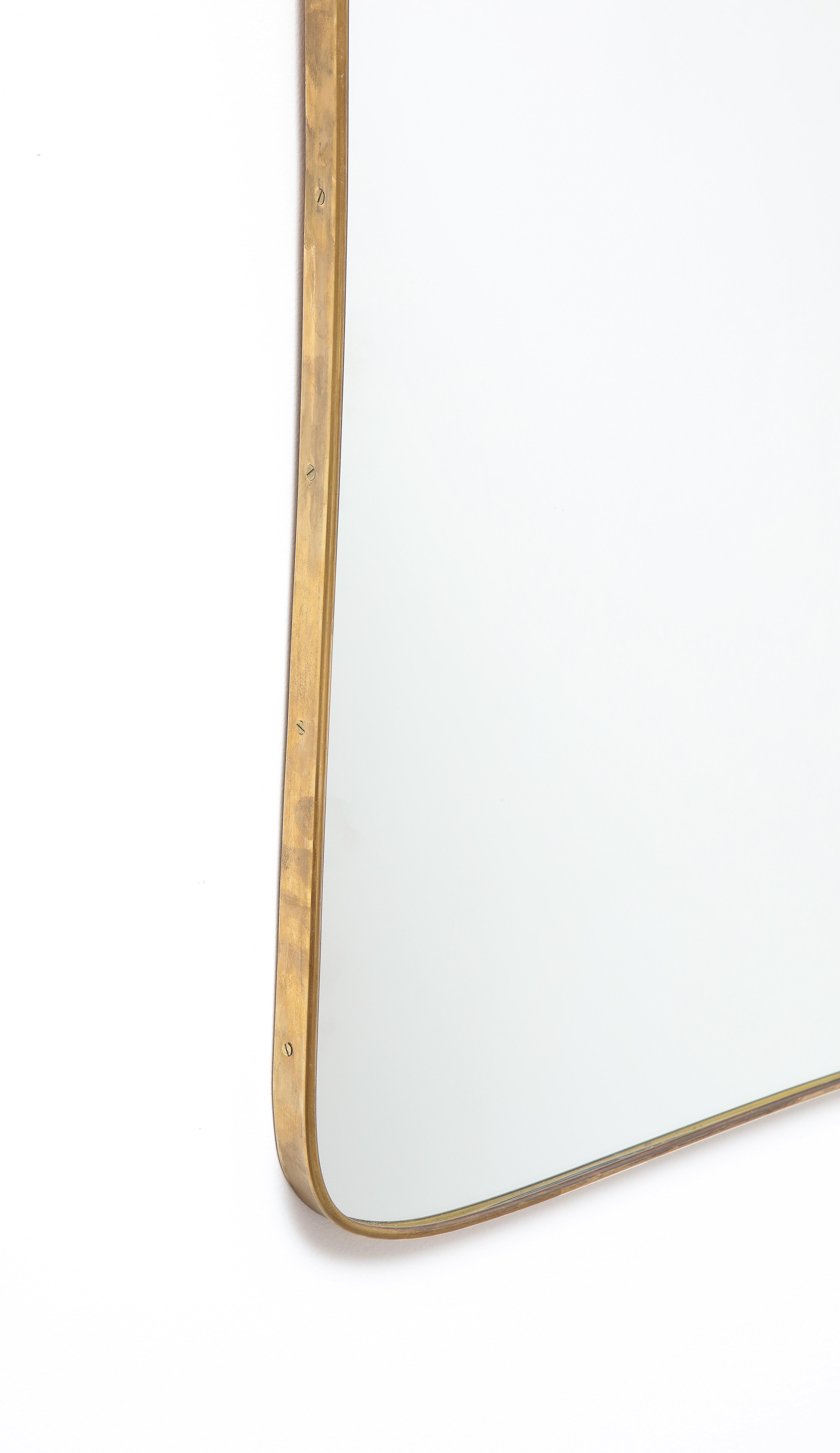 Mid-20th Century Large Italian Modernist Brass Framed Mirror, Italy, 1950’s