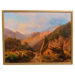 Large Italian  Mountain Landscape Painting by Andreas Marko 19th Century