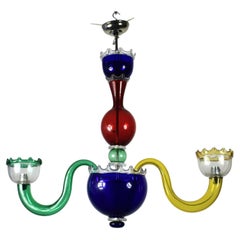 Large Italian multicolored Murano glass chandelier