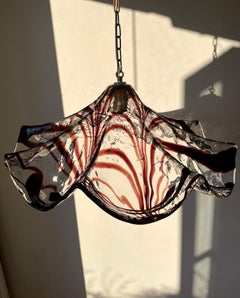 Large Italian Murano Mazzega Art Glass Bell Flower Pendant, 1960s