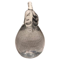 Large Italian Murano Art Glass Bullicante Pear Fruit Sculpture