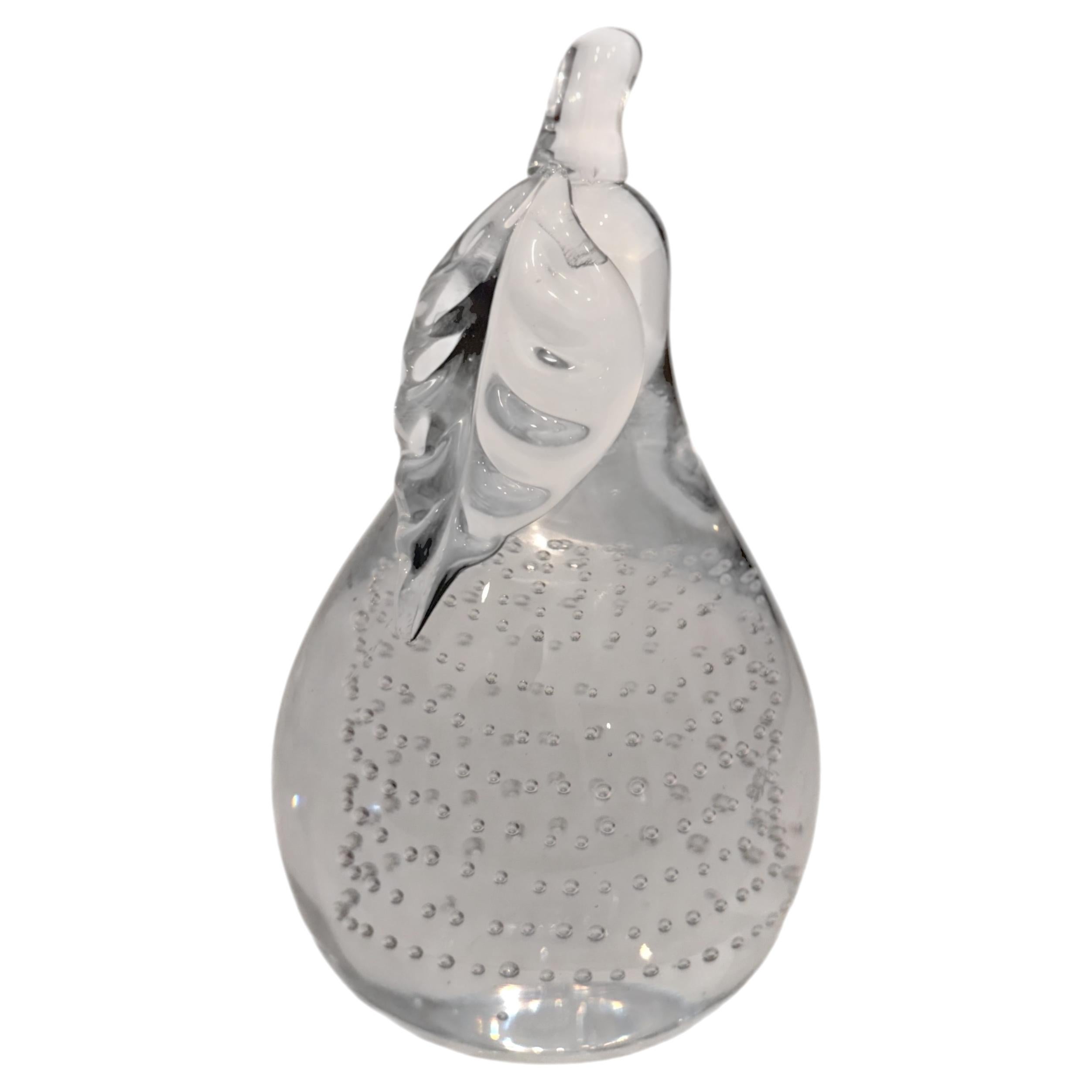 Large Italian Murano Art Glass Bullicante Pear Fruit Sculpture