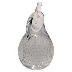 Large Italian Murano Art Glass Bullicante Pear Fruit Sculpture
