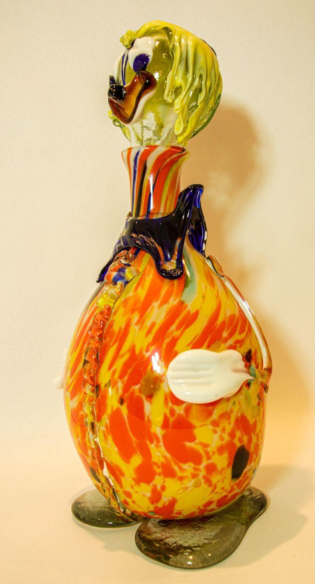 Large Italian Murano Art Glass Clown Decanter Bottle 1960s For Sale 5