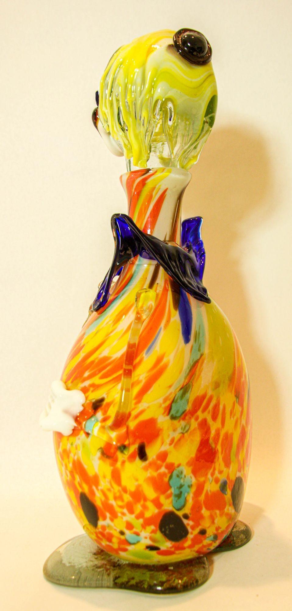 Large Italian Murano Art Glass Clown Decanter Bottle 1960s For Sale 8