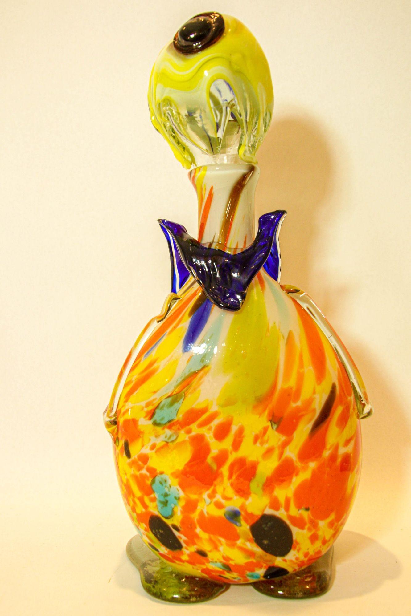 Large Italian Murano Art Glass Clown Decanter Bottle 1960s For Sale 9