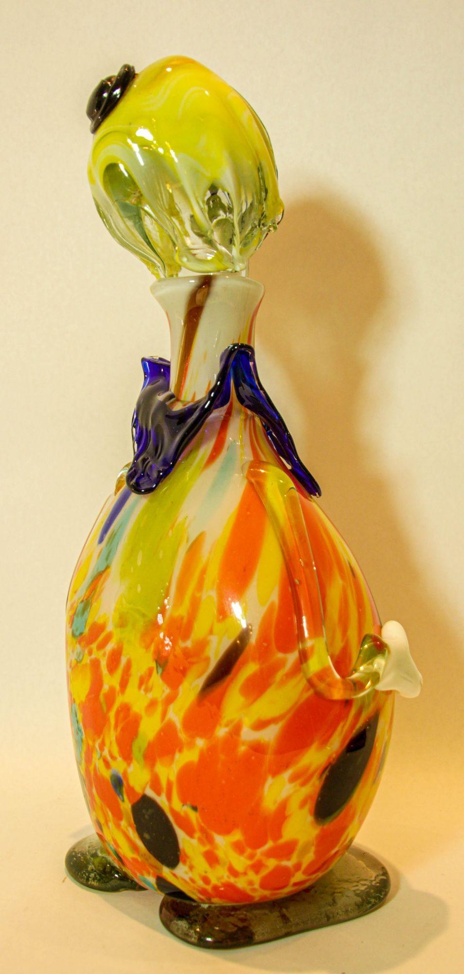 Large Italian Murano Art Glass Clown Decanter Bottle 1960s For Sale 11