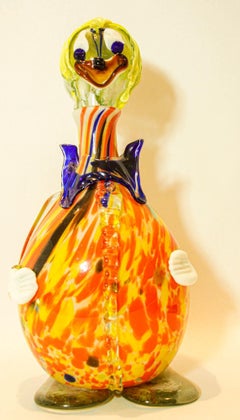 Large Italian Murano Art Glass Clown Decanter Bottle 1960s