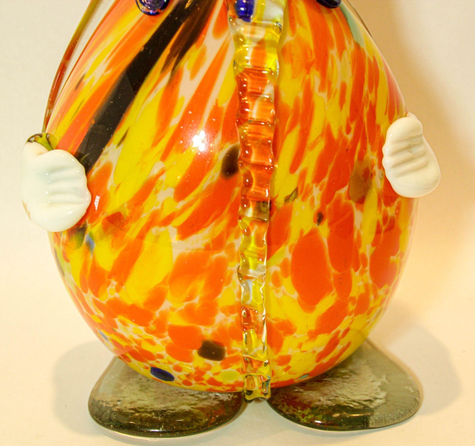 Hand-Crafted Large Italian Murano Art Glass Clown Decanter Bottle 1960s For Sale