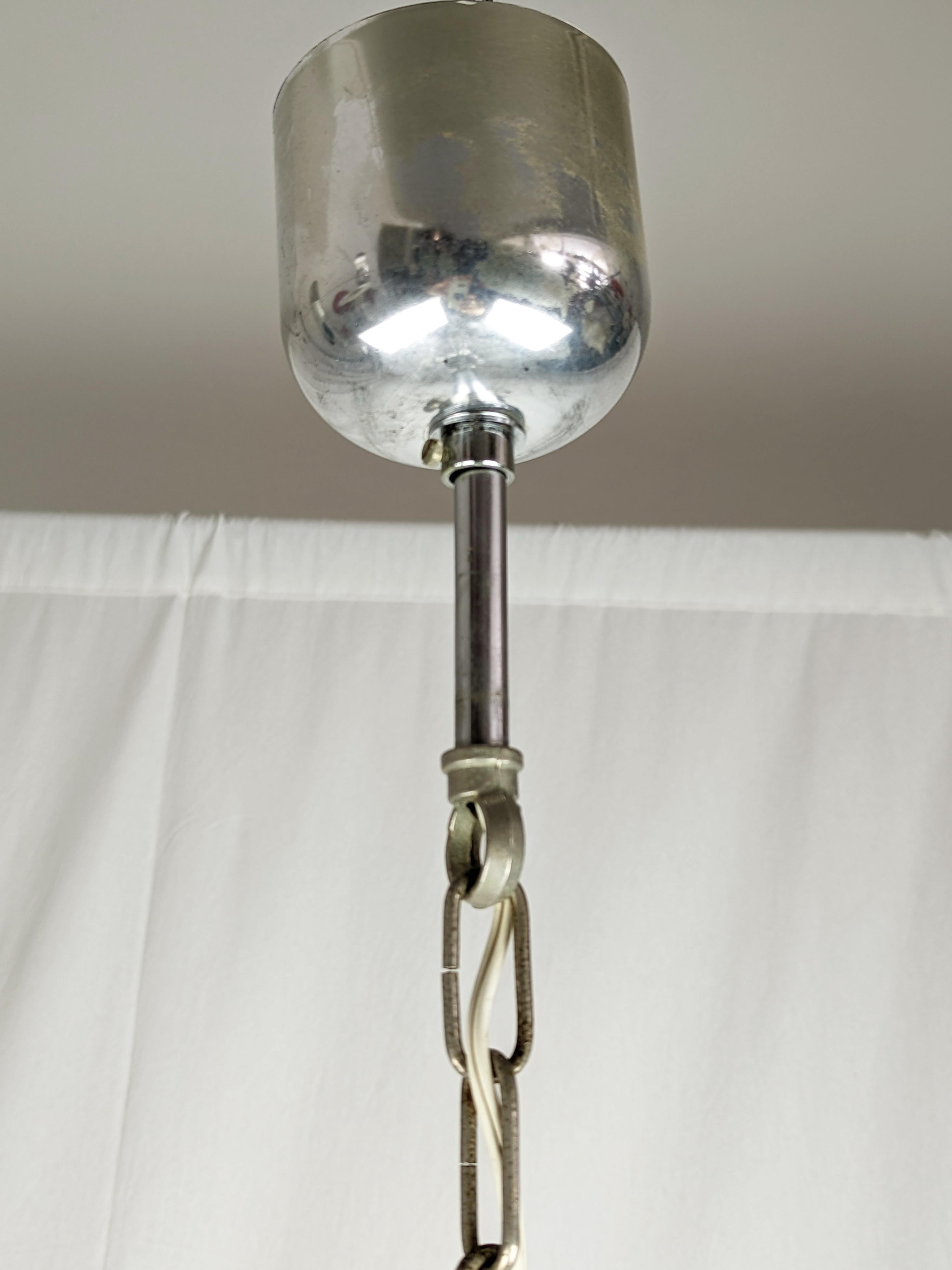 Large Italian Murano Clear glass & chrome plated metal 1970s chandelier For Sale 4