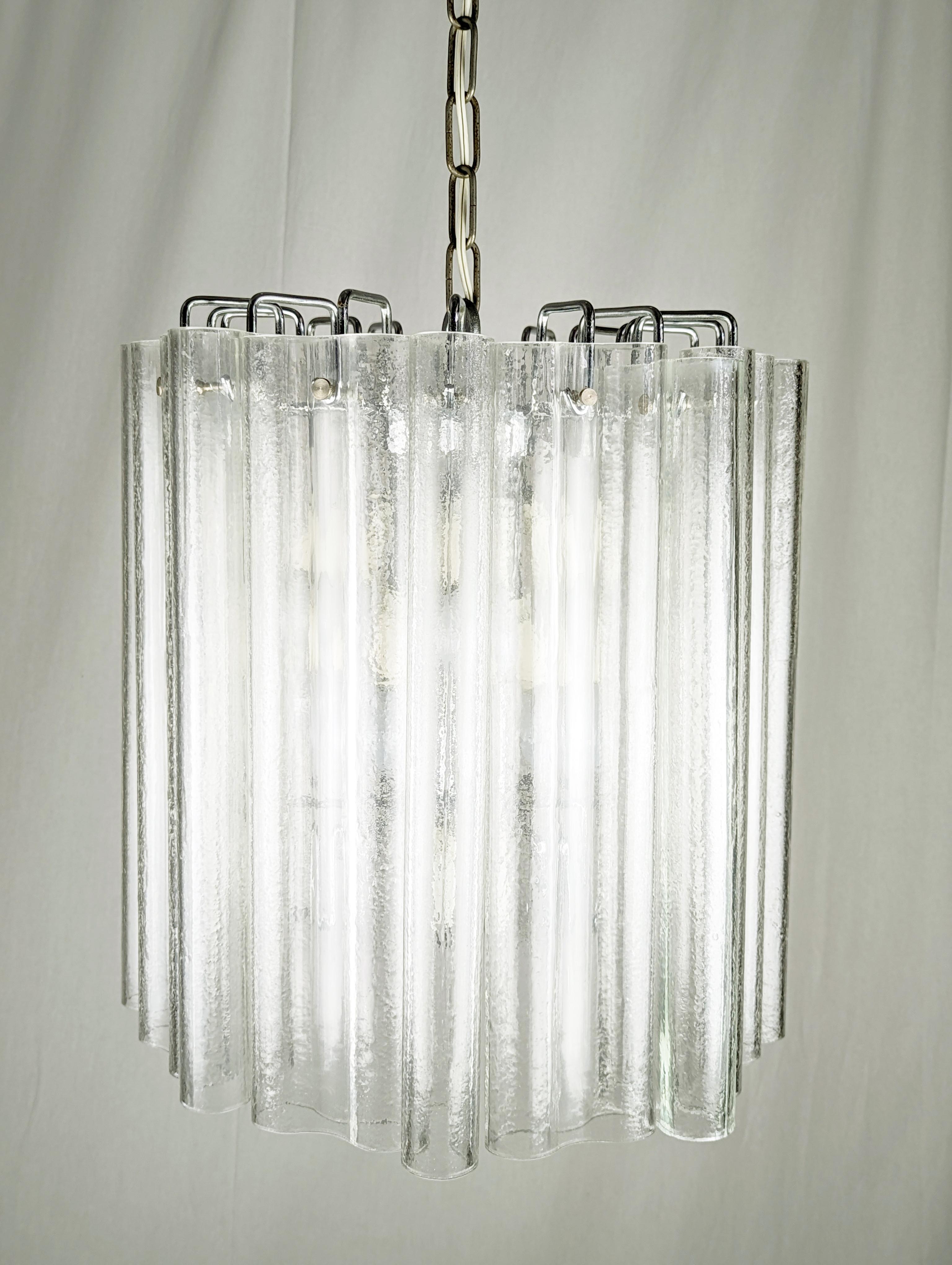 Mid-20th Century Large Italian Murano Clear glass & chrome plated metal 1970s chandelier For Sale
