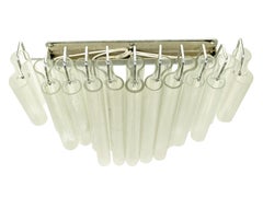 Large Italian Murano Clear glass & chrome plated metal 1970s sconce
