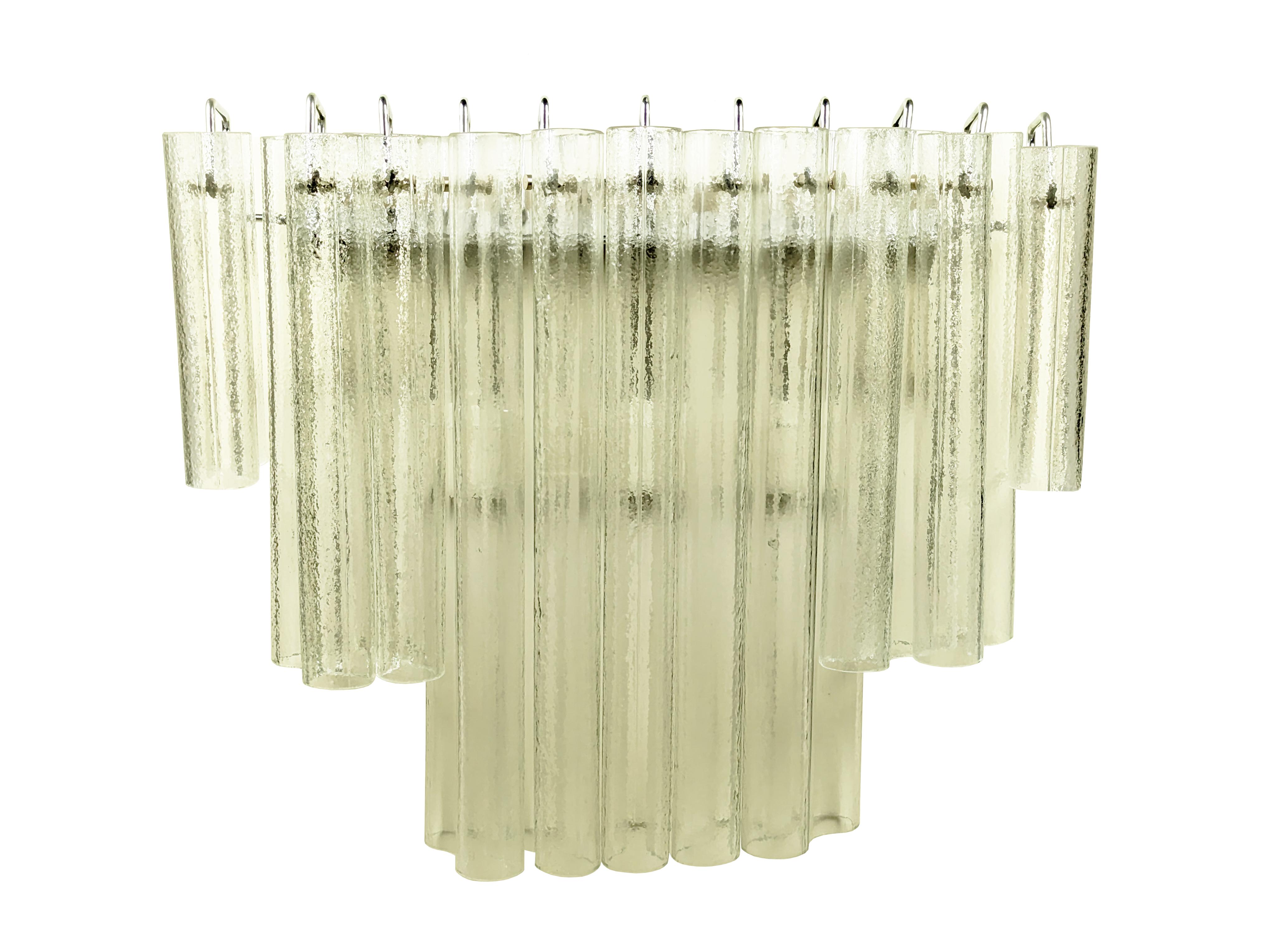 Mid-20th Century Large Italian Murano Clear glass & chrome plated metal 1970s sconce For Sale