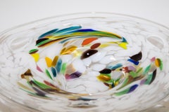 Large Italian Murano Colorful Rainbow Art Glass Bowl Center Piece